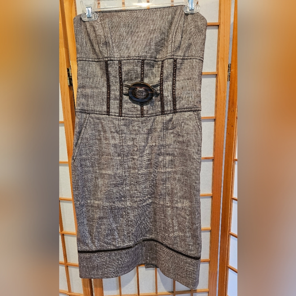 Brown Bebe Mini Strapless Dress Small